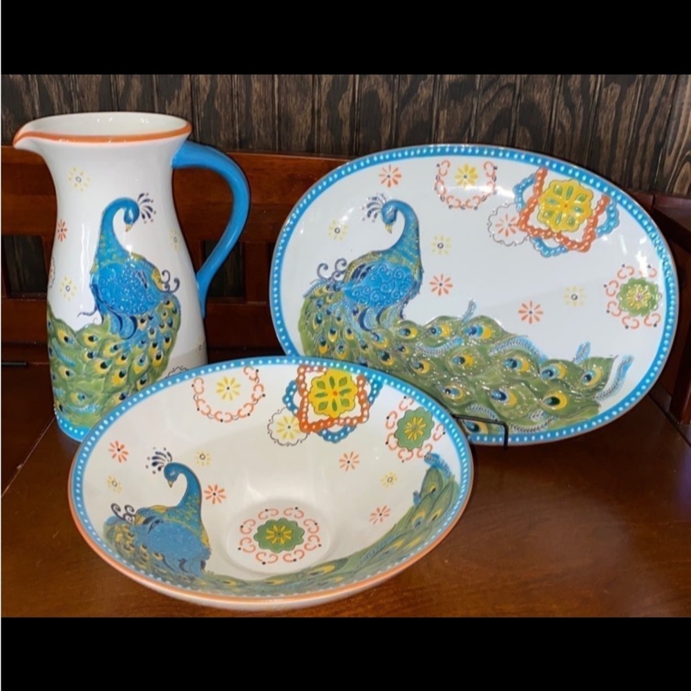 Beautiful peacock platter set
